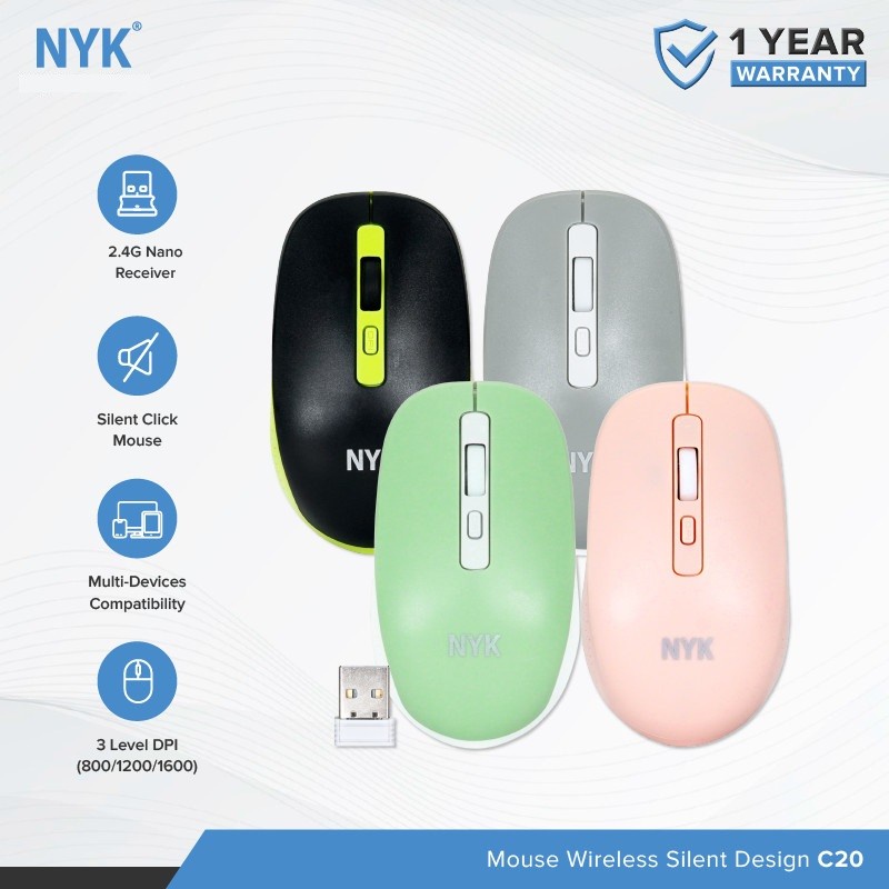 Mouse Wireless Silent NYK C20 Design Style Color