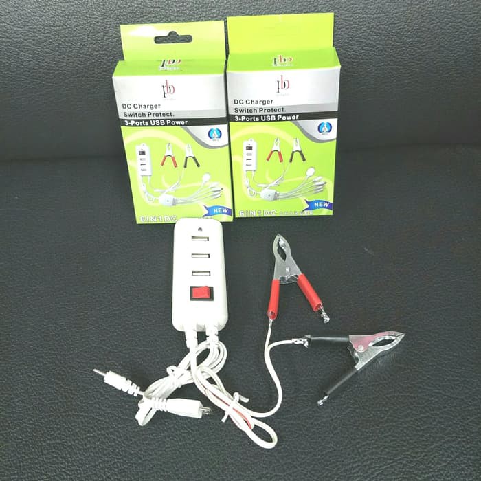 Charger Hp Aki Motor Swith Protect 3 Usb Port Casan Accu Grab Gojek 6 in 1