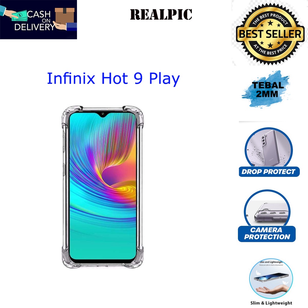 Case Infinix Hot 9 PLay Casing Clear HD KETEBALAN 2MM BENING TRANSPARAN TPU Premium Softcase