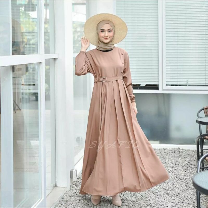Kekinian 2022 Gamis Murah Putih Polos Remaja Kekinian Nisa Sabiyan K2T2 Gam LZ822 Baju Gamis Wanita-2