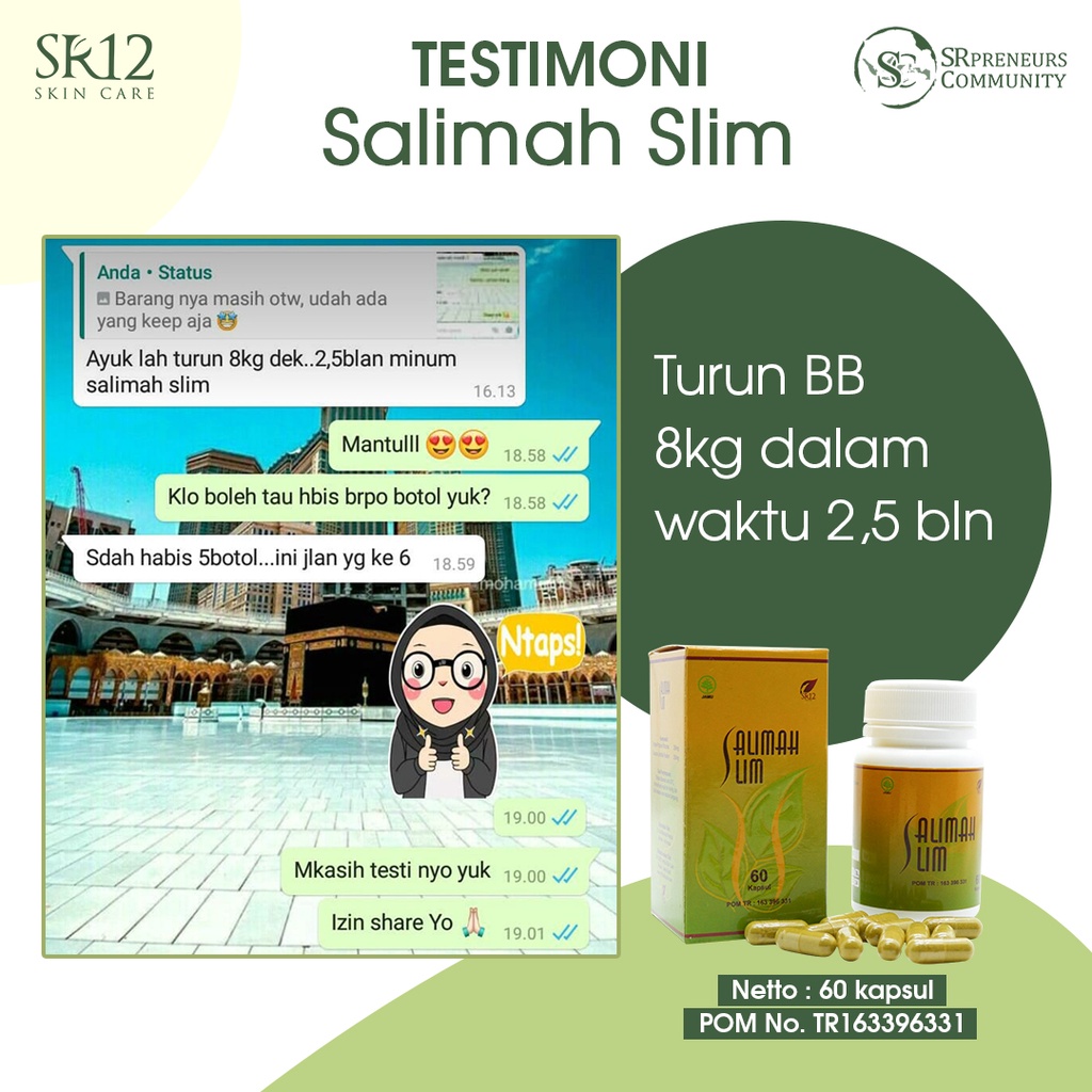 AMPUH SALIMAH SLIM SR12 / PENURUN BERAT BADAN / PELANGSING HERBAL ALAMI / OBAT DIET