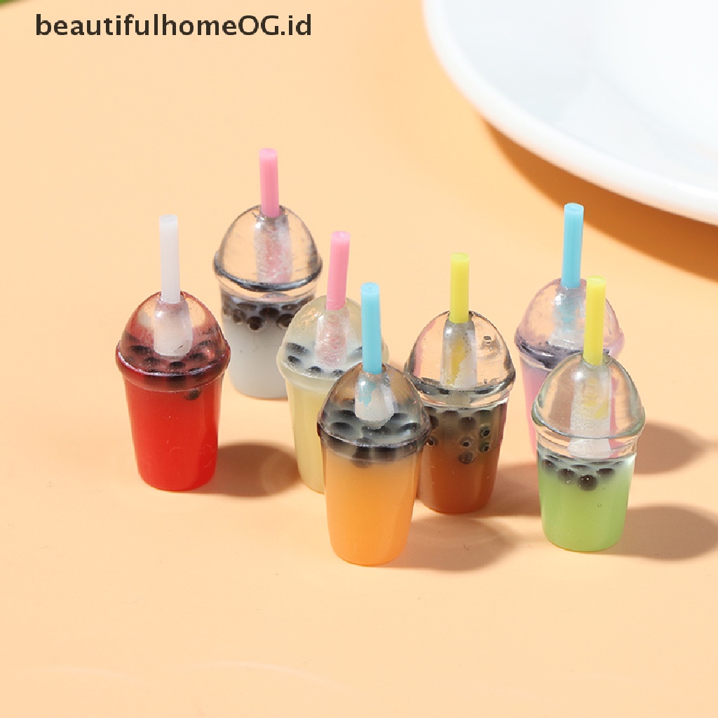 5pcs / Set Mainan Miniatur Gelas Pearl Milk Tea Skala 1: 12 Untuk Dekorasi Rumah Boneka