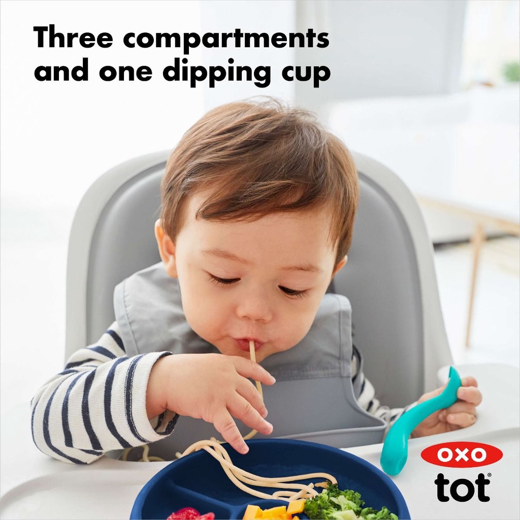 OXO Tot Silicone Divided Plate - Piring Makan Anak Bayi Silikon Weighted Base Porsi Portion Sekat Oxotot