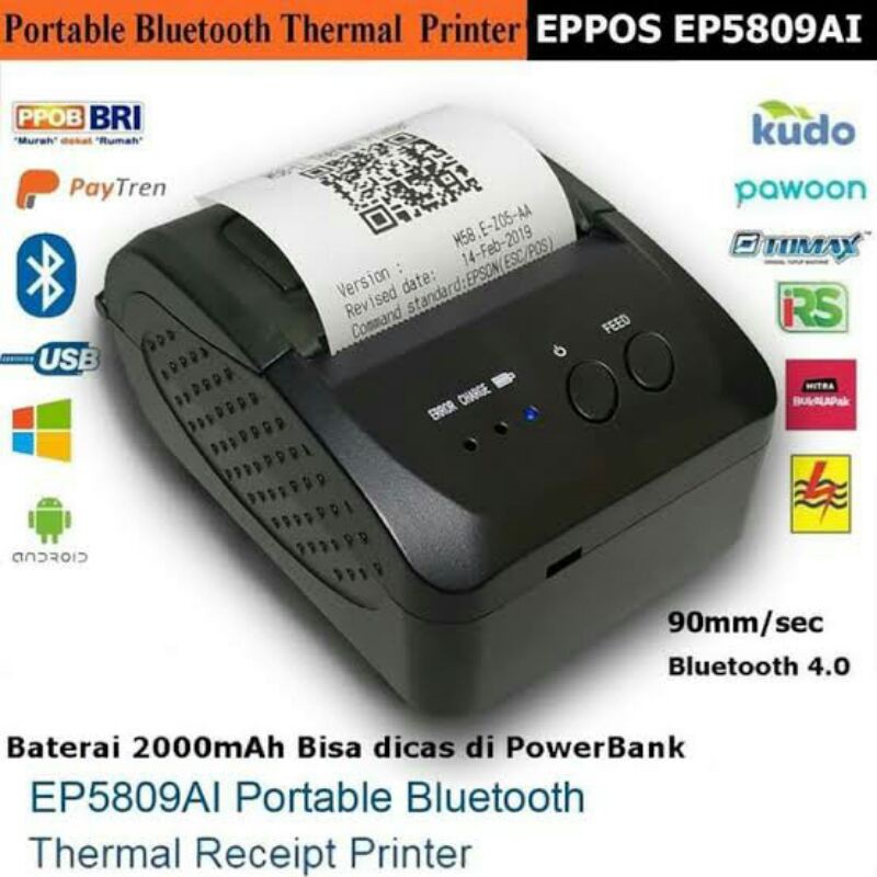 Printer Bluetooth Struk Kasir SPBU Pulsa PPOB Thermal 57mm/58mm