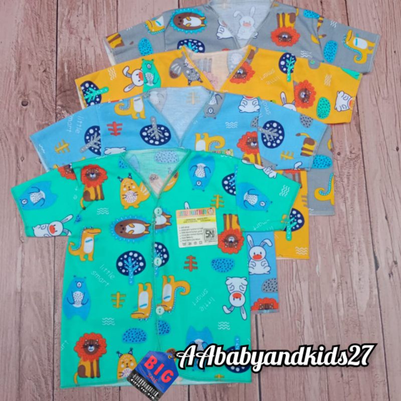 PRODUK TERBARU!!!AIRIN/LITTLE SMART 3PC Baju Bayi Lengan Pendek FullPrint Warna Usia Newborn 0-6bulan SNI-4