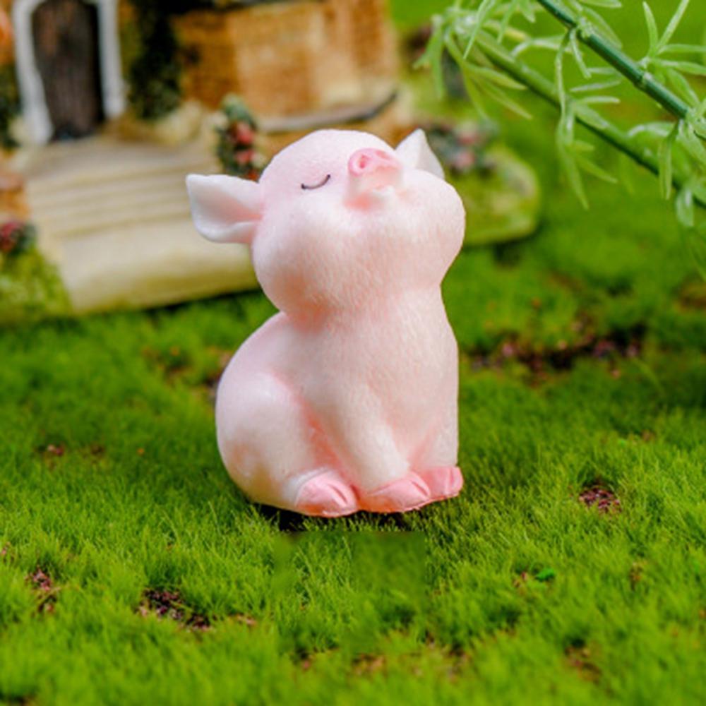 Quinton Pig Miniatur Mini DIY Pink Pig Patung Hewan Nakal Mainan Aksesori Rumah Boneka