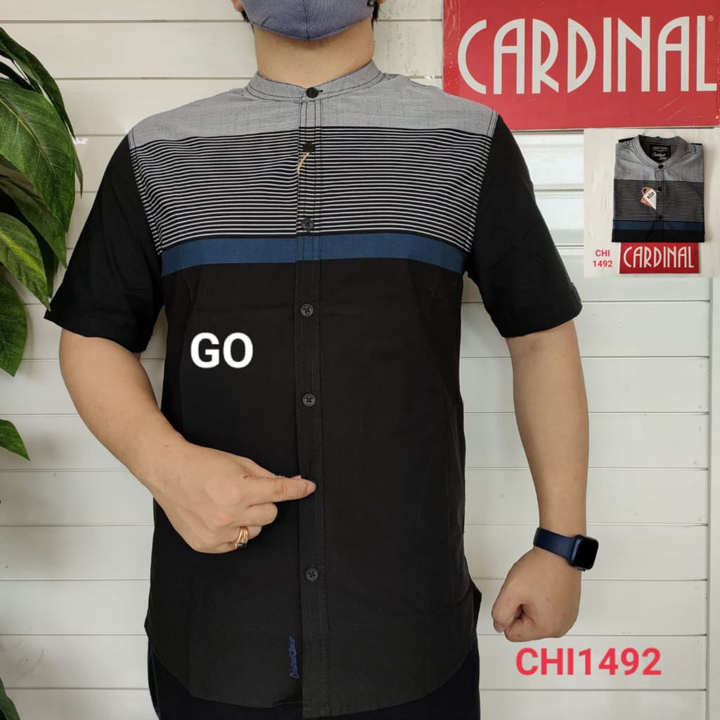 BB CARDINAL KEMEJA KOKO JUMBOTaqwa Pakaia.n Pria Atasan Hem Kemeja Muslim Lengan Pendek Baju Original