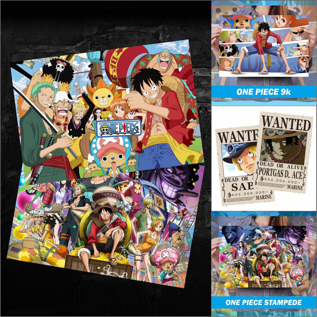 Poster One Piece dan BOUNTY POSTER WANTED karakter One Piece Mugiwara BEFORE TIME SKIP SNK S2 SNK S3