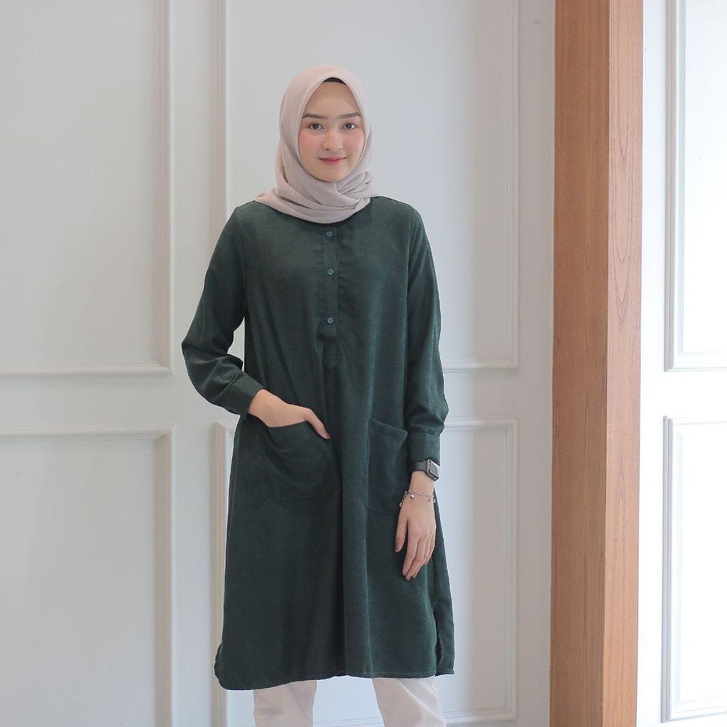Tunik Wanita Lengan Panjang Terlaris Gratis Ongkir Elegan Polos Kondangan Y0S3 Original Muslimah Pes
