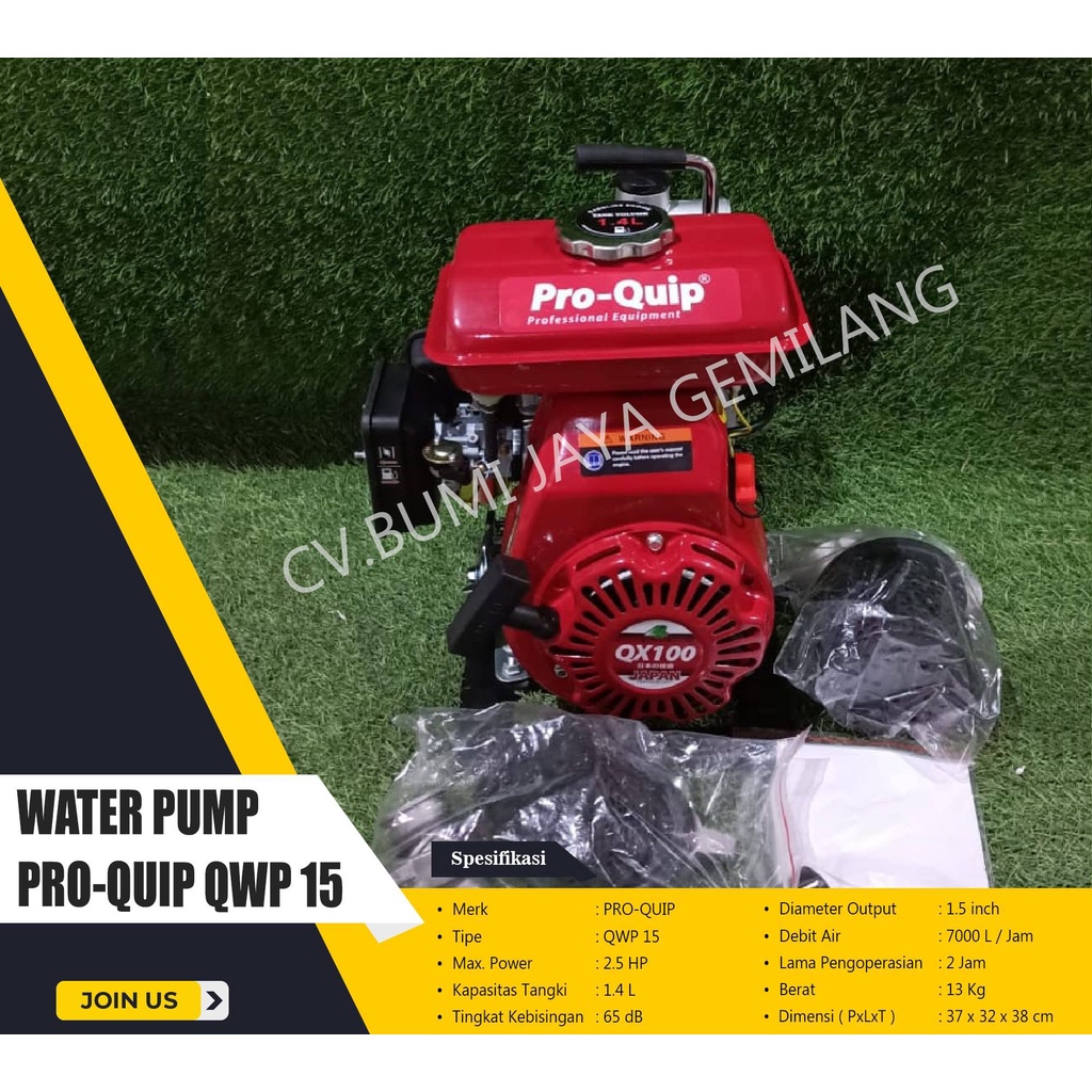 MESIN POMPA AIR SAWAH 1.5 INCH PROQUIP QWP 15