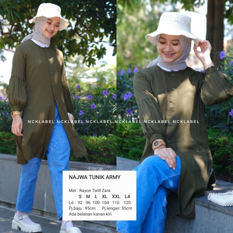 Atasan Tunik Rayon Lengan Balon Najwa Tunik Original by NCK Label