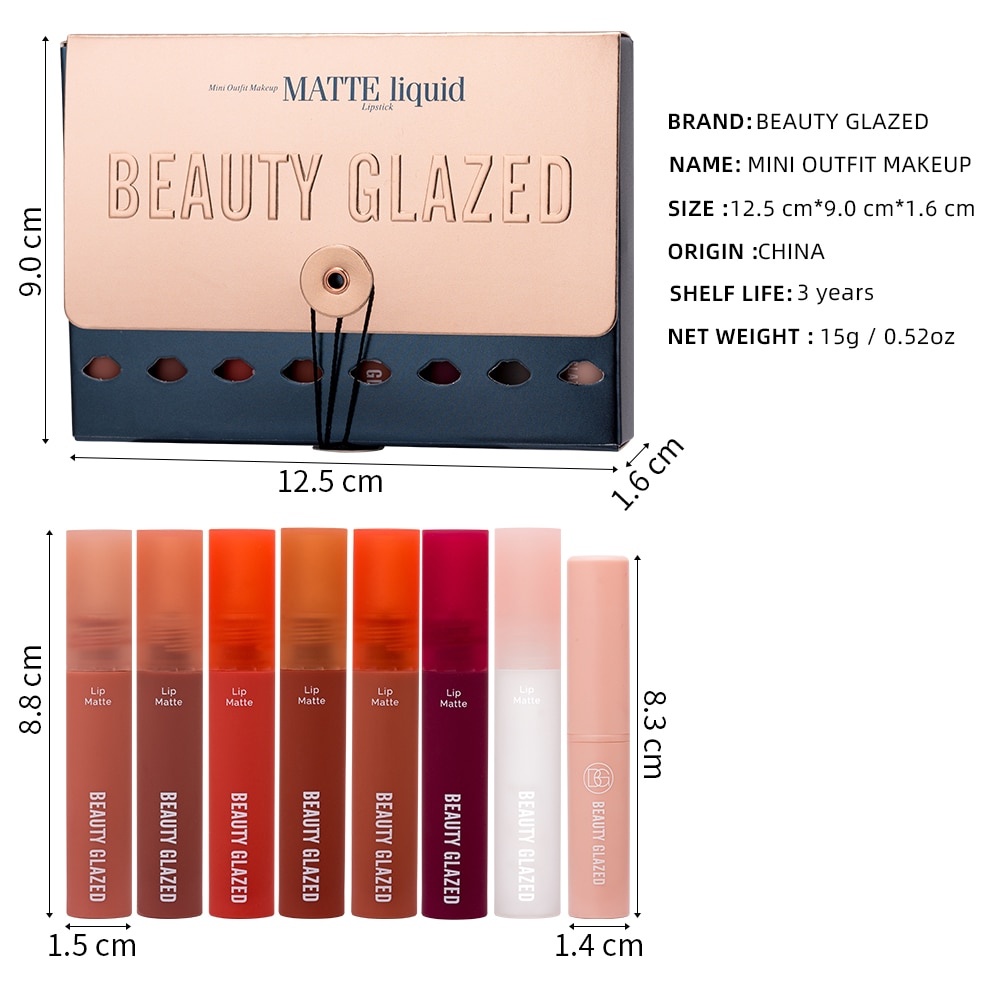 Beauty Glazed LIP SET 8 PCS B100 Colors Beauty Glazed Lipstick Beauty Glazed Lipstik Beauty Glazed Lipcream Beauty Glazed Lip Cream Beauty Glazed Lipstick Matte Beauty Glazed Lip Matte