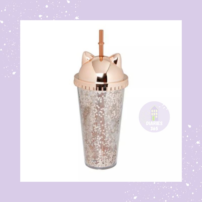 Tumbler Glitter (botol minum + sedotan)