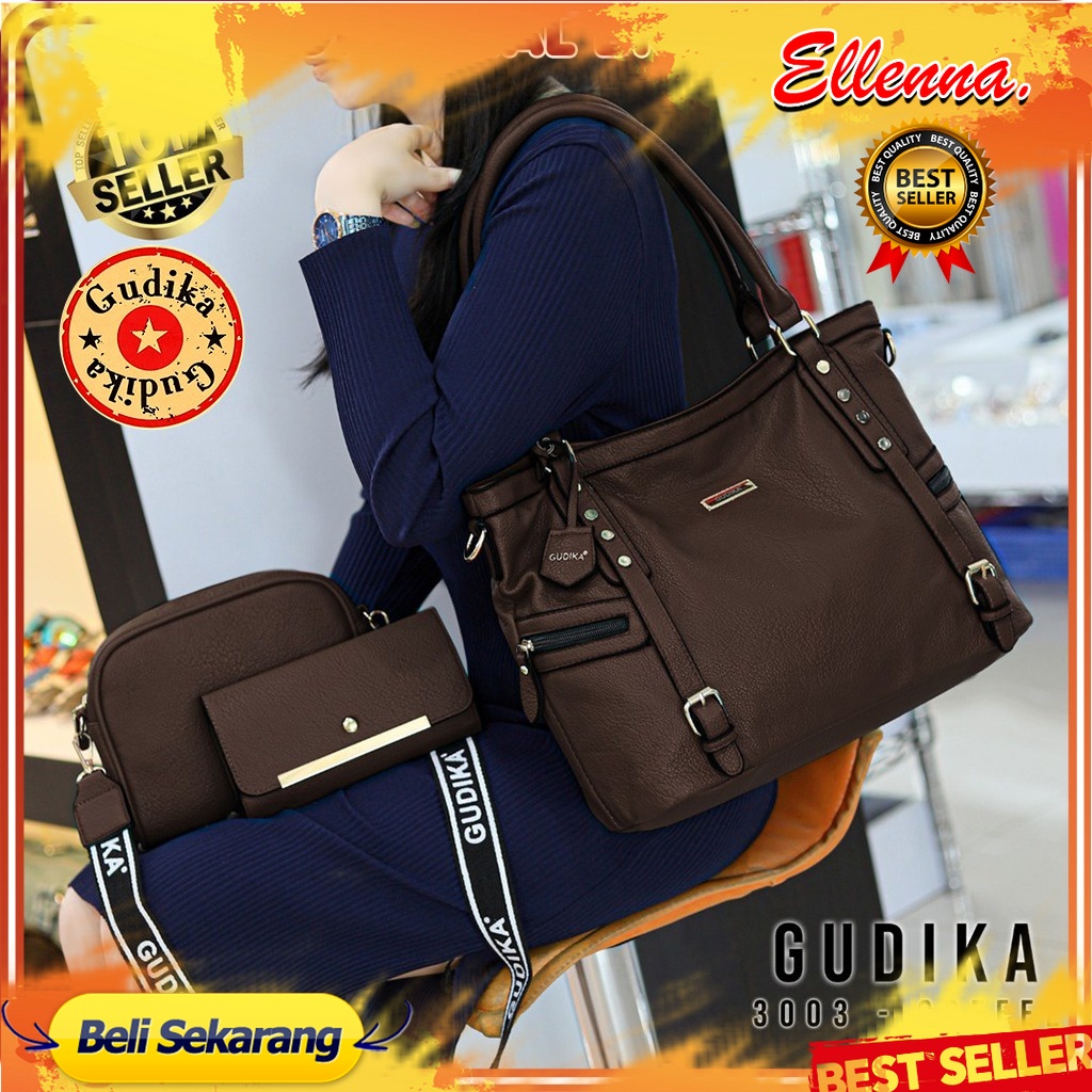 Tas GUDIKA 3003 - Tas Set Dompet & Mini Bag Selempang 3in1 Tas Wanita Kekinian Import Original Terba