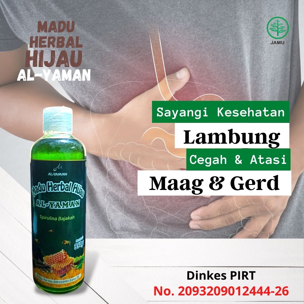 Madu Herbal green honey Spirulina Bajakah Untuk Penyakit Maag asam lambung dan gred madu herbal hijau untuk masalah di lambung 350gram