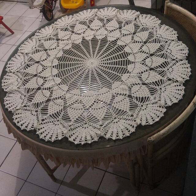 taplak meja makan bulat besar rajut handmade doily#3