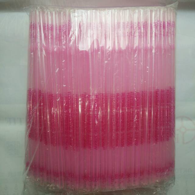 Sedotan Pink Bening Fleksibel Wrap Plastik Steril Plastik Isi 250 Pcs Ukuran 24CM x Ø 6MM