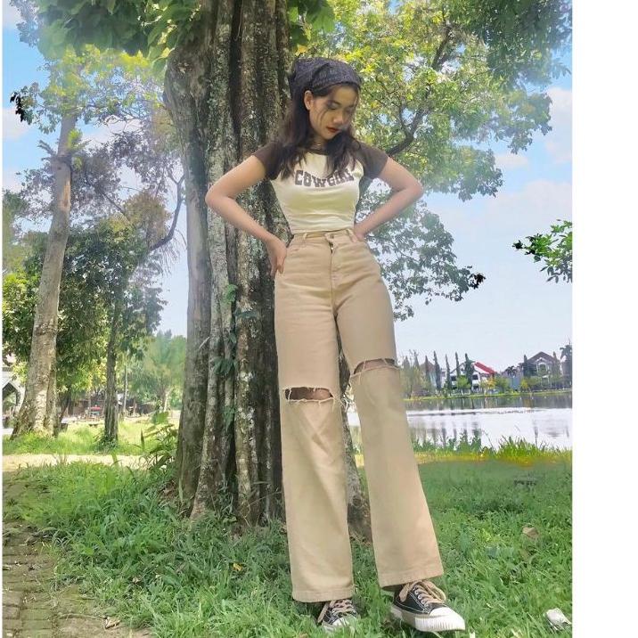 Keluaran Terbaru.. BF CELANA KULOT JEANS SOBEK YASMIN//KULOT JEANS SOBEK CEWE
