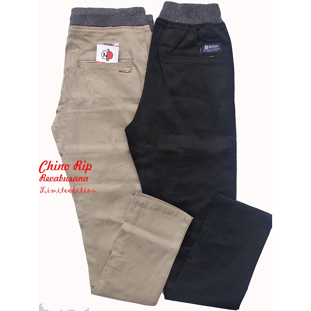 Celana Panjang Model Chino RIP Cowok Dewasa Karet Pinggang Kolor Chinos Katun American Dril