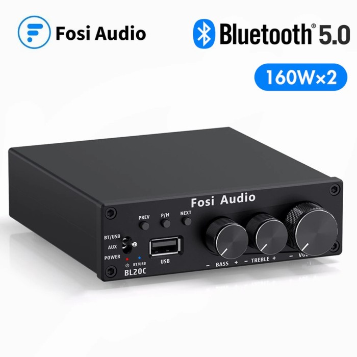 Fosi Audio Bluetooth 5.0 Amplifier 2.1 Channel Amp Receiver Class D
