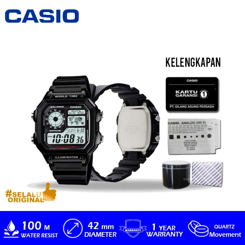 Jual Jam Tangan Casio Ae 1200wh 1avdf With Box Kaleng Bergaransi Resmi Shopee Indonesia 7558