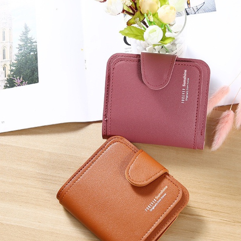 Dompet Wanita Kecil Bahan Kulit PU Leather Premium Forever / Dompet Uang Koin Kartu Banyak Slot / Dompet Kotak Wanita DW104