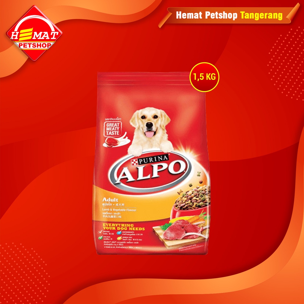 Dog food Alpo Adult Lamb Vegetable 1,5 Kg Makanan Anjing dewasa 1.5kg