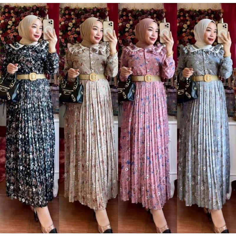 Dress Gamis plisket yuna motif vol 4