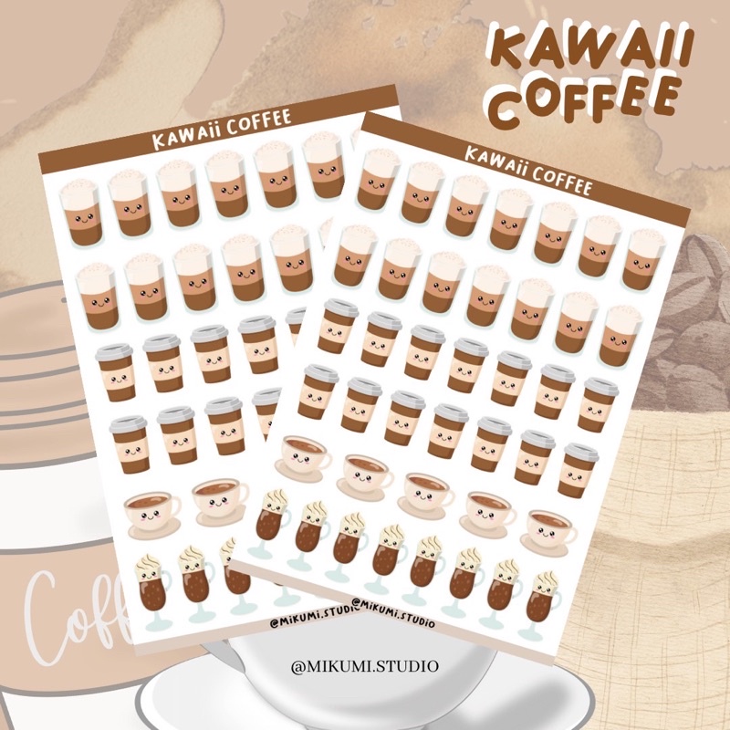 

[MIKUMI] Kawaii Coffee Sticker Sheet | Doff sticker | Kiss Cut sticker | Deco sticker | Journaling Kits | Bujo Kits | Planner Sticker | Stiker Planner | Sticker Lucu | Sticker Planner | Sticker Bujo | Deco Kit | Scrapbook Sticker