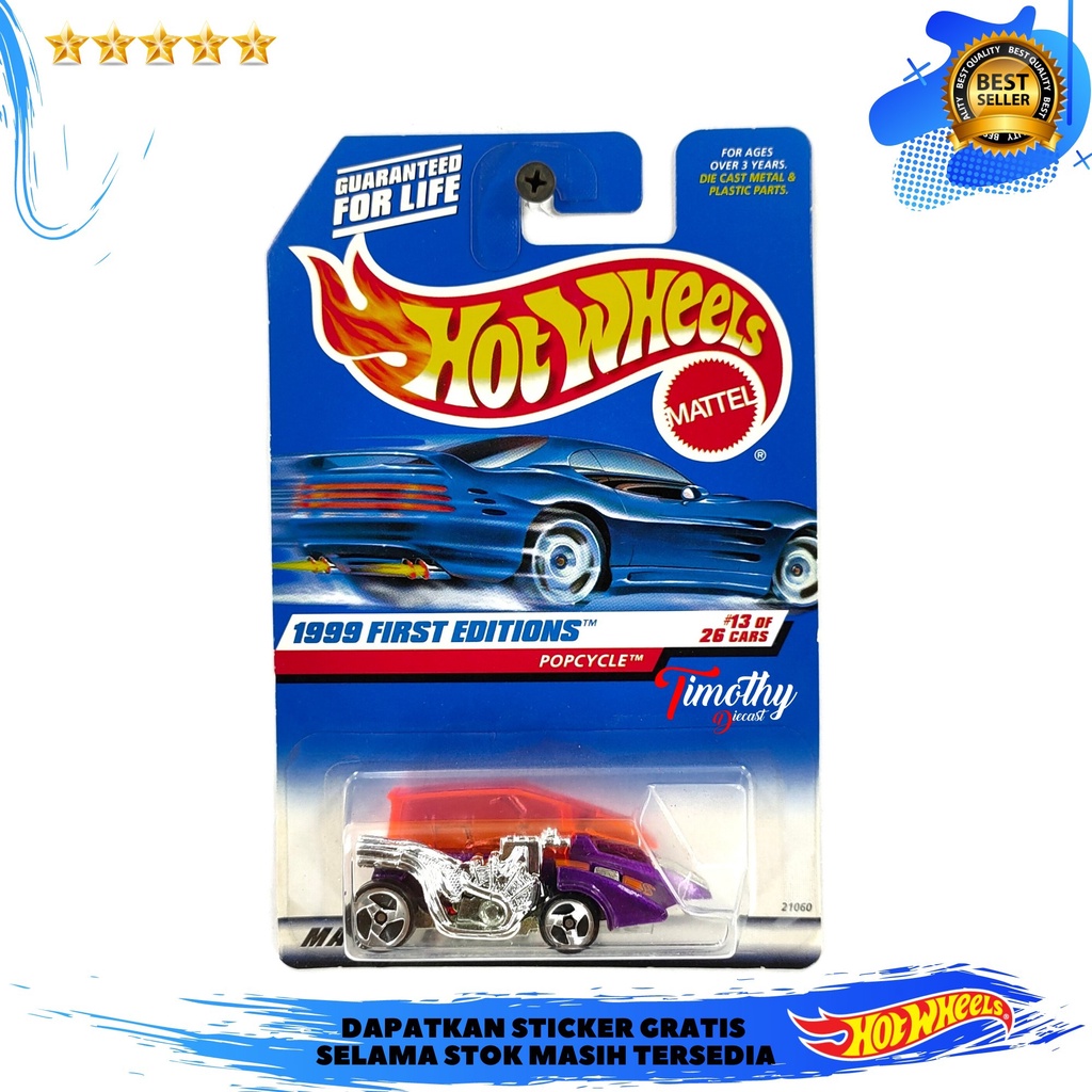 Hot Wheels Blue Card 1999 First Editions Popcycle Ungu Timothy Diecast