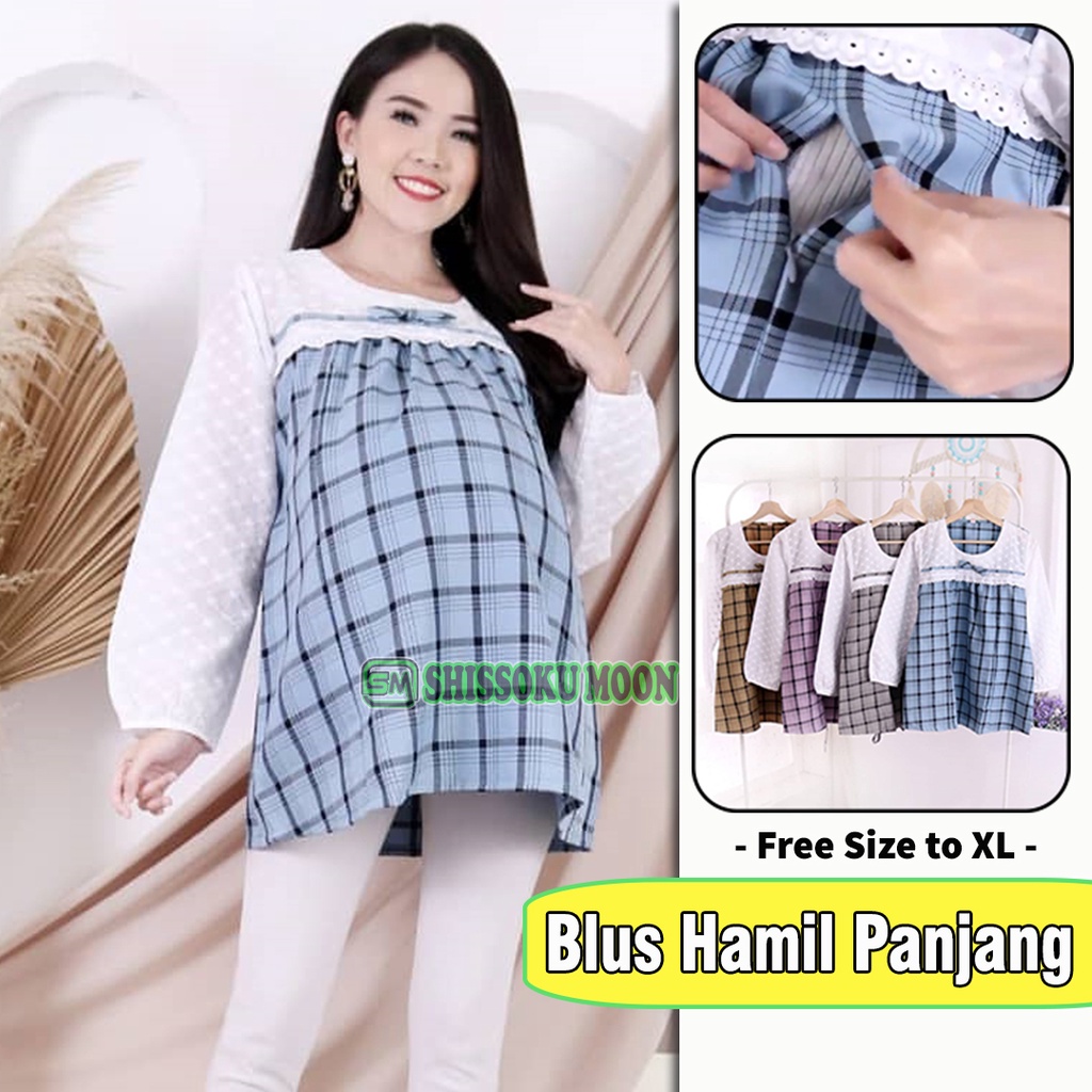 Baju Atasan Hamil  Menyusui Lengan Panjang Model Kekinian - Kenz