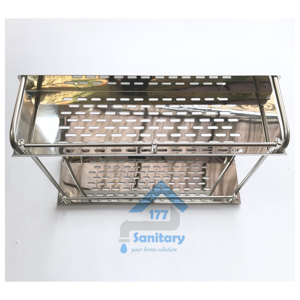 Rak 2 persegi Susun Stainless Murah 40-Tempat Sabun Shampo double rak Kamar Mandi tempat bumbu Dapur kitchen rack /A46