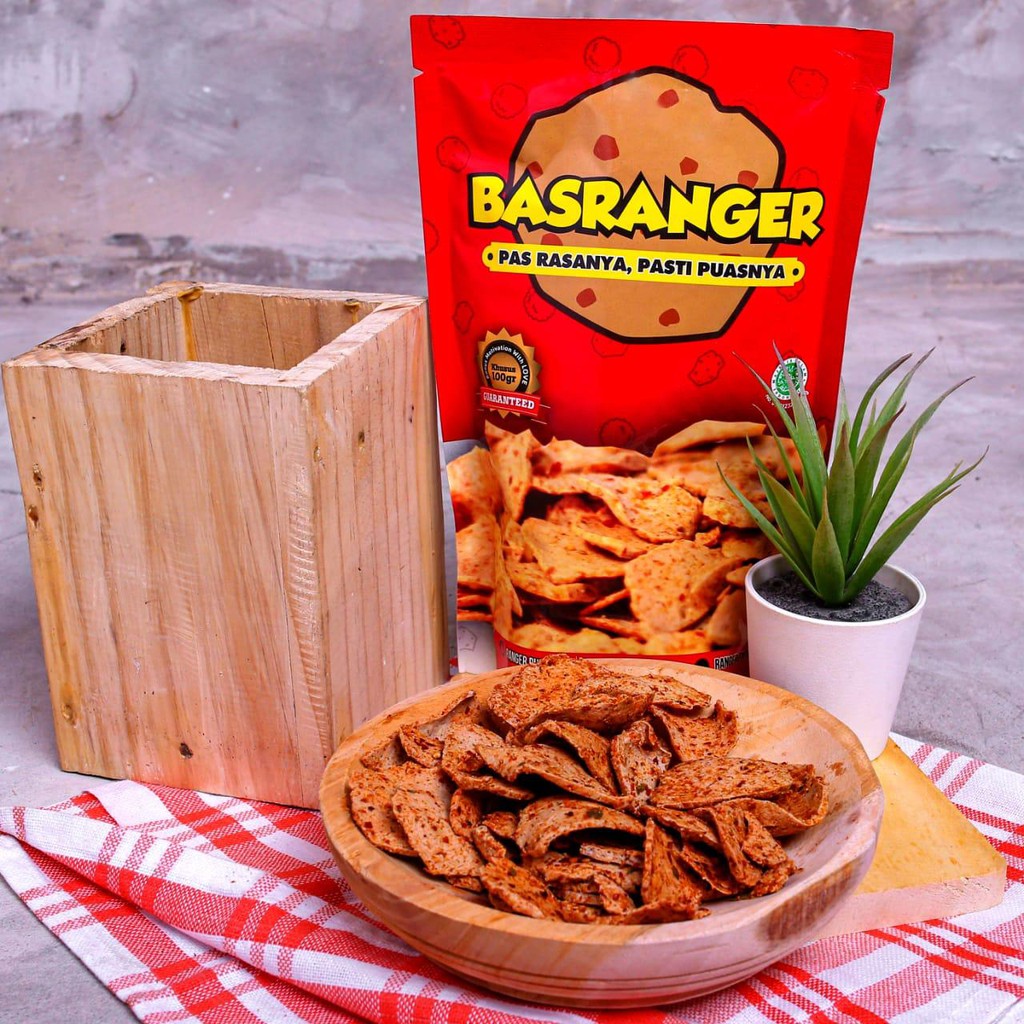 Basreng Bulat Basranger Baso Goreng Ikan Extra Daun Jeruk Bumbu Tebal Renyah (100g)-Ranger Extra