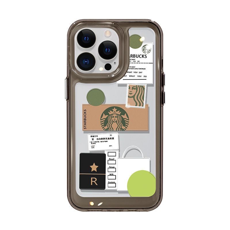 Starbucks Case Transparan Motif Kopi Kolase Untuk Iphone X 13 12pro Max 11 xs