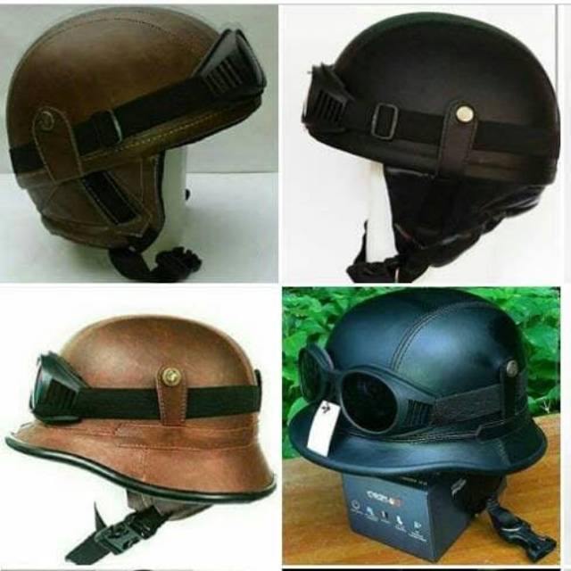 Helm Retro Chip Nazi Kulit bonus Kacamata