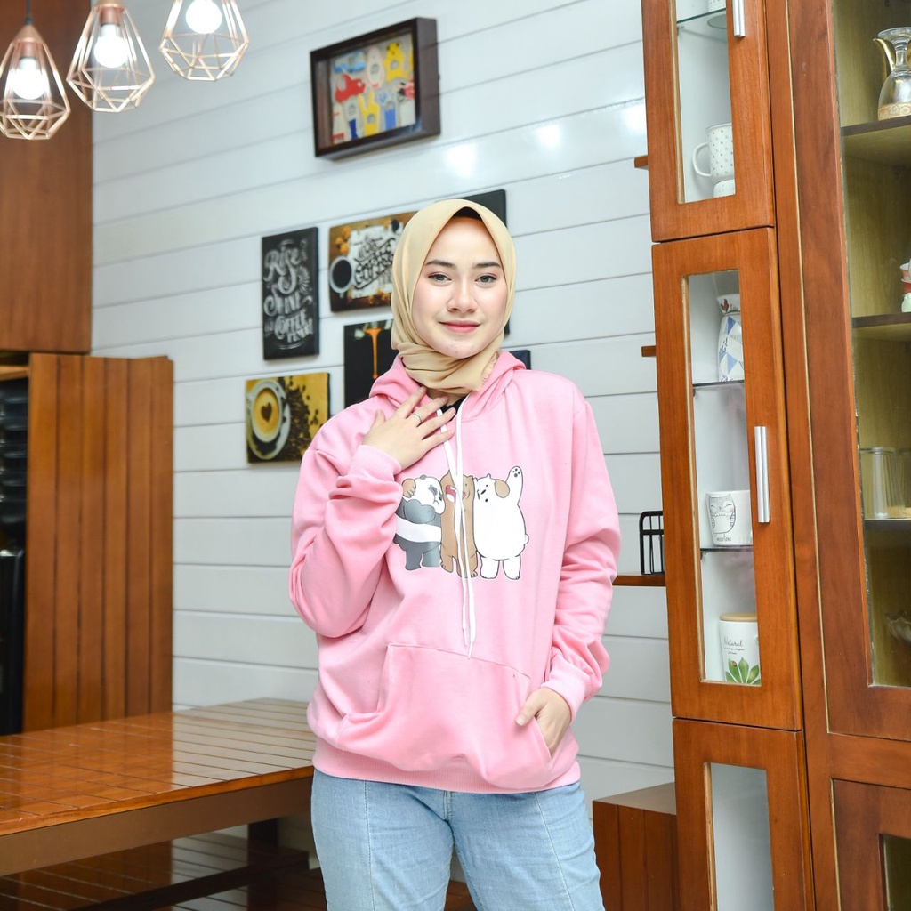 SWEATER HOODIE HUGGING WE BARE BEAR CEWEK COWOK LAKI LAKI PEREMPUAN PRIA COUPLE DISTRO MURAH KEKINIAN COUPLE PASANGAN UNISEX KOREA STYLE ATASAN KATUN COTTON FLEECE PREMIUM