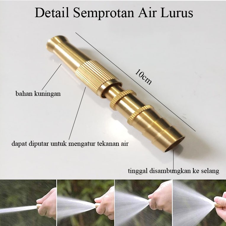 Semprotan Air Lurus Kuningan / Semprotan Air Taman- Semprotan Air Cuci Motor - Semprotan Cuci Mobil