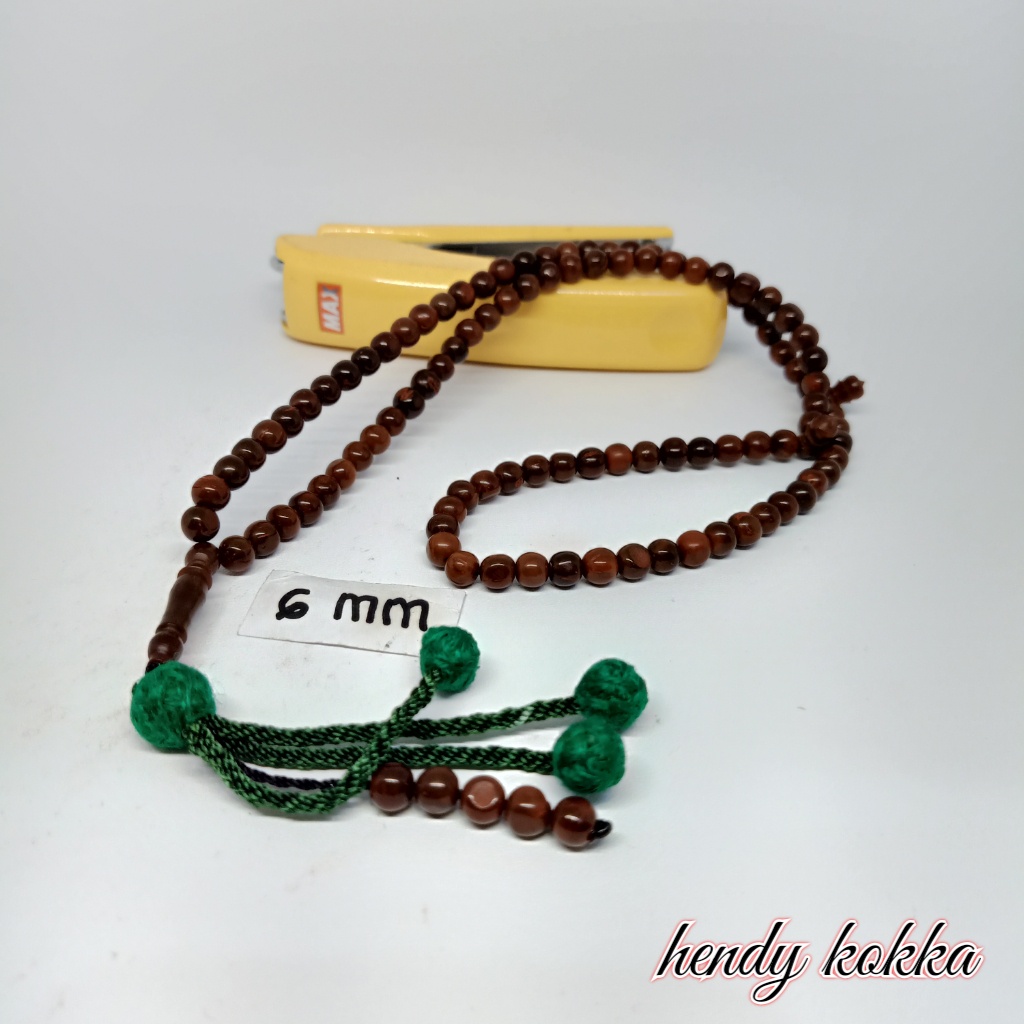 5pcs tasbih 99 kokka kaukah kaokah bulat rumbai 6mm coklat