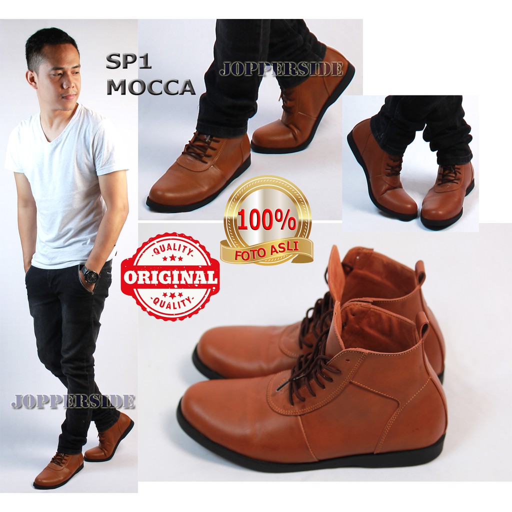 SEPATU KERJA KANTOR CASUAL SEMI BOOTS FORMAL SANTAI KULIT PRIA COKLAT SP1