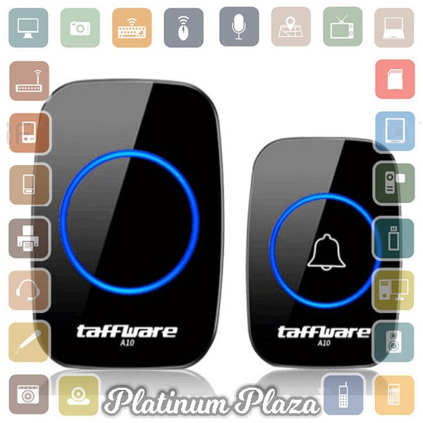 Taffware CACAZI A10 Bel Pintu Wireless Remote Doorbell LED 38 Tunes 1 PCS Receiver - Black`HVDQLD-