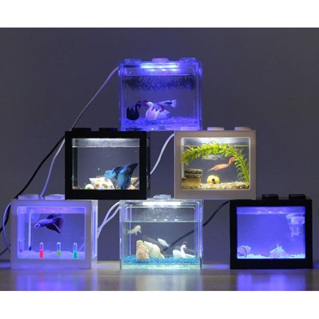 Akuarium Mini Led / Aquarium Cupang Mini Kecil Susun Lampu Led ikan hias cupang colokan usb Akuarium Nyala LED Terang Tempat Ikan Hias