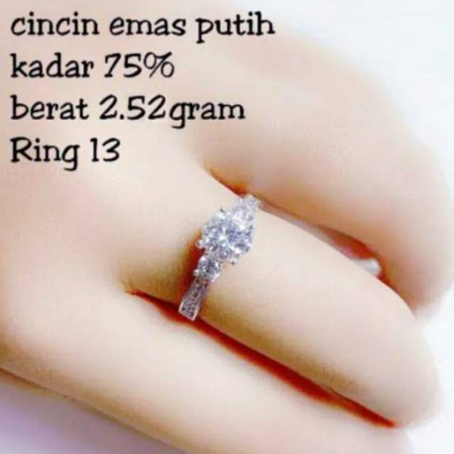 Cincin emas putih kadar 75 persen 2.52 gram