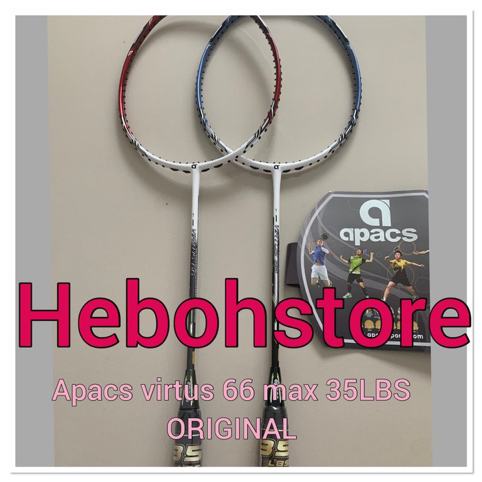 Jual RAKET BADMINTON APACS VIRTUS 66 ORIGINAL BISA 35 LBS BONUS GRIP Murah