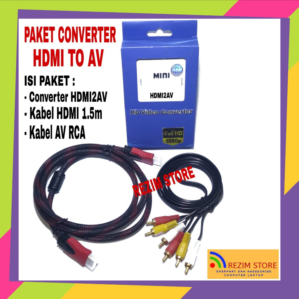 Paket kabel converter HDMI to AV RCA Converter Adapter MINI HDMI2AV ADAPTER MINI BOX
