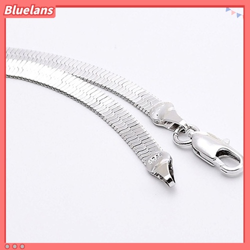 Bluelans Women Men Simple Silver Plated Flat Gift Snake Chain Herringbone Choker Necklace