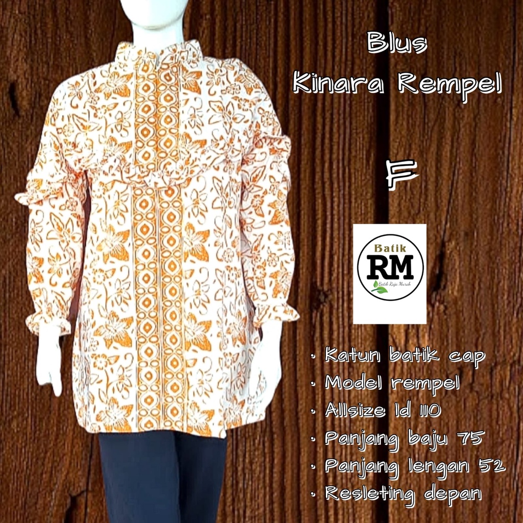 Blus kinara rempel cap batik solo atasan kerja blus wamita kerja