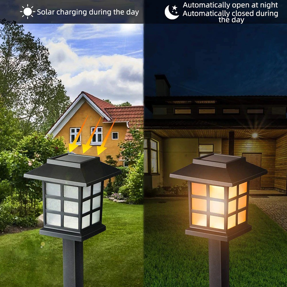 BISA COD Lampu Taman Model Tancap Dengan Tenaga Surya Warna Kuning Solar Panel Warm White Light