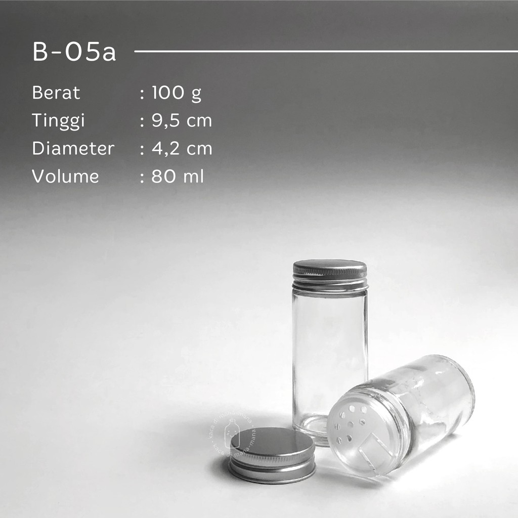 new toples bumbu bulat kaca 80ml - tempat bumbu 80ml