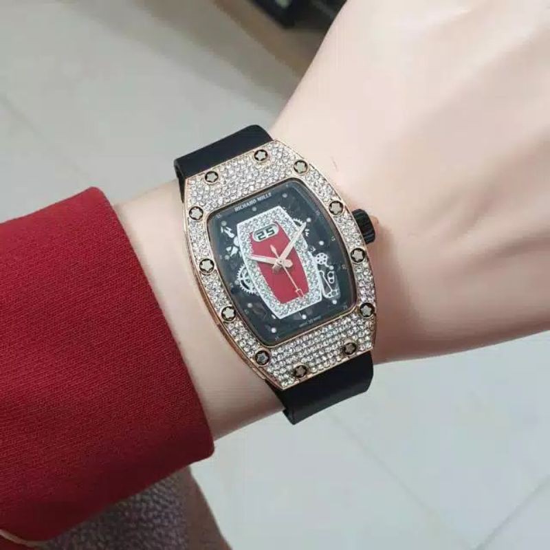 Jam Tangan Wanita Richard Mile RM 6562 Full Mata Tanggal Aktif  - Free Box Batre Cadangan Original