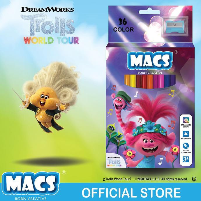 

Trolls World Tour Movie Coloring Pencil 36 Warna Pensil MACS
